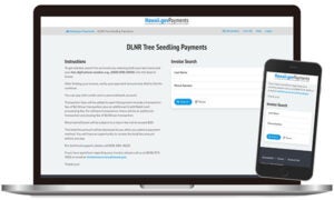 Desktop and iPhone view of Tree Seedling Payments website