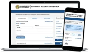 Honolulu Legislative Document Access on mobile and desktop view