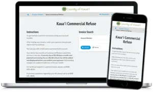 Kauai Commercial Refuse Payments on mobile and desktop view