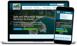 Kauai Department of Water Website on mobile and desktop view