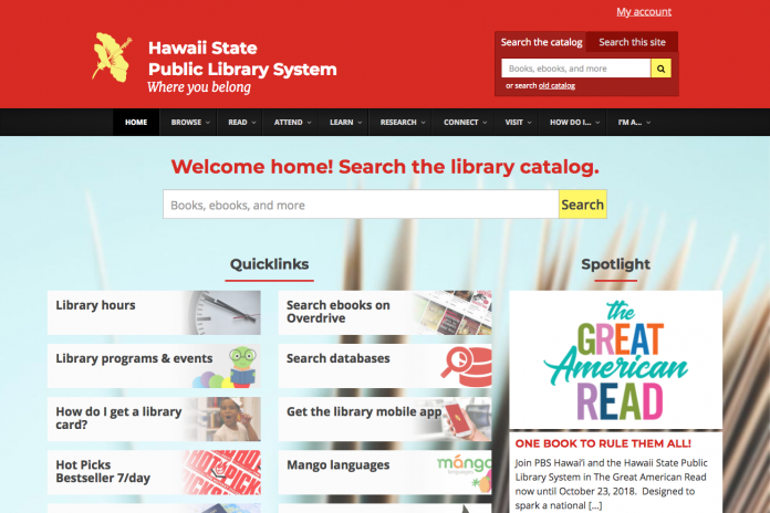 screencapture of library website