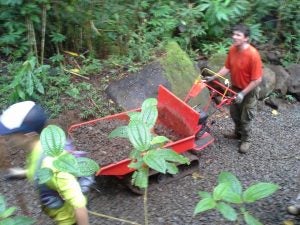 trail5 Man hauling gravel in a wheelbarrow
