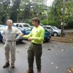 Two men in parking lot